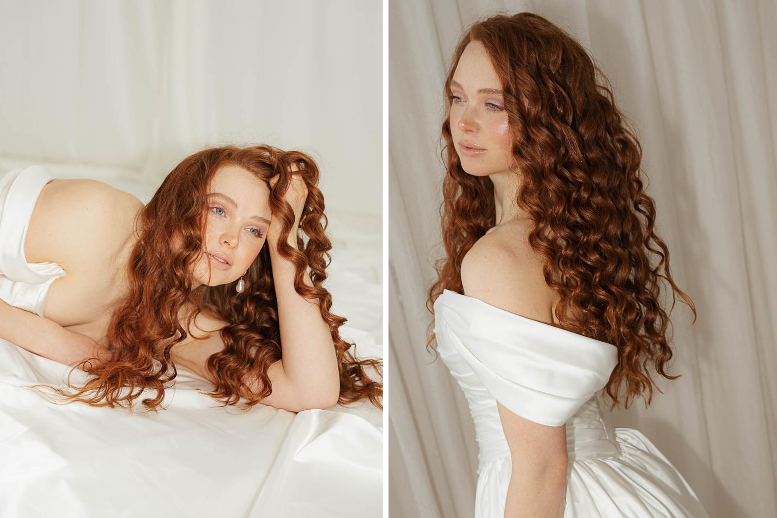 Natürliches Braut Make-up für rote Haare mit Rosé-Lidschatten und dezentem Glow